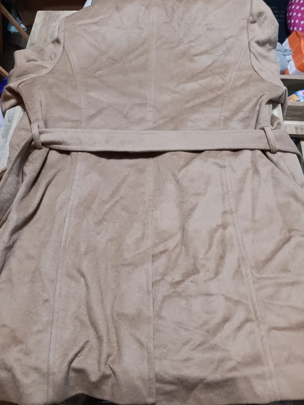 Michael Kors Taupe Belted Trench Coat With Shawl Hat